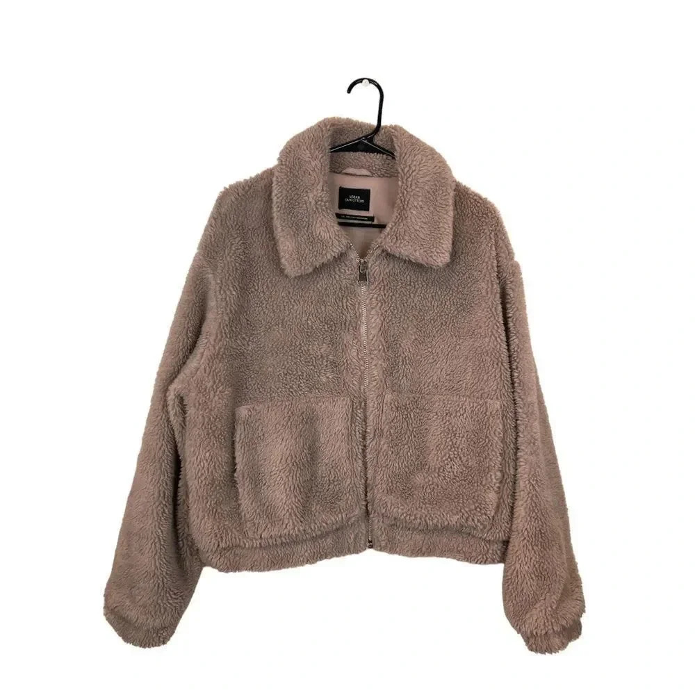 Urban Outfitters Cropped Teddy Bear Jacket Sz L - Picture 5 of 16
